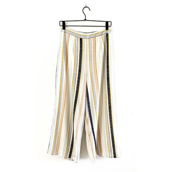 SADIE & SAGE Havana Stripe Wide Leg Ankle Length Pants - Size Medium - Picture 1 of 2